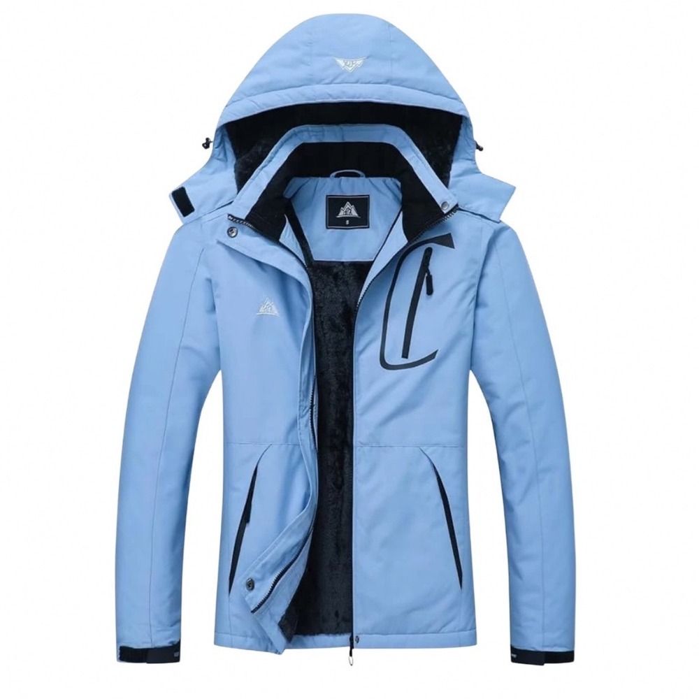 MOERDENG Womens Small Waterproof Ski Jacket Light Blue Fleece Lined Winter Coat